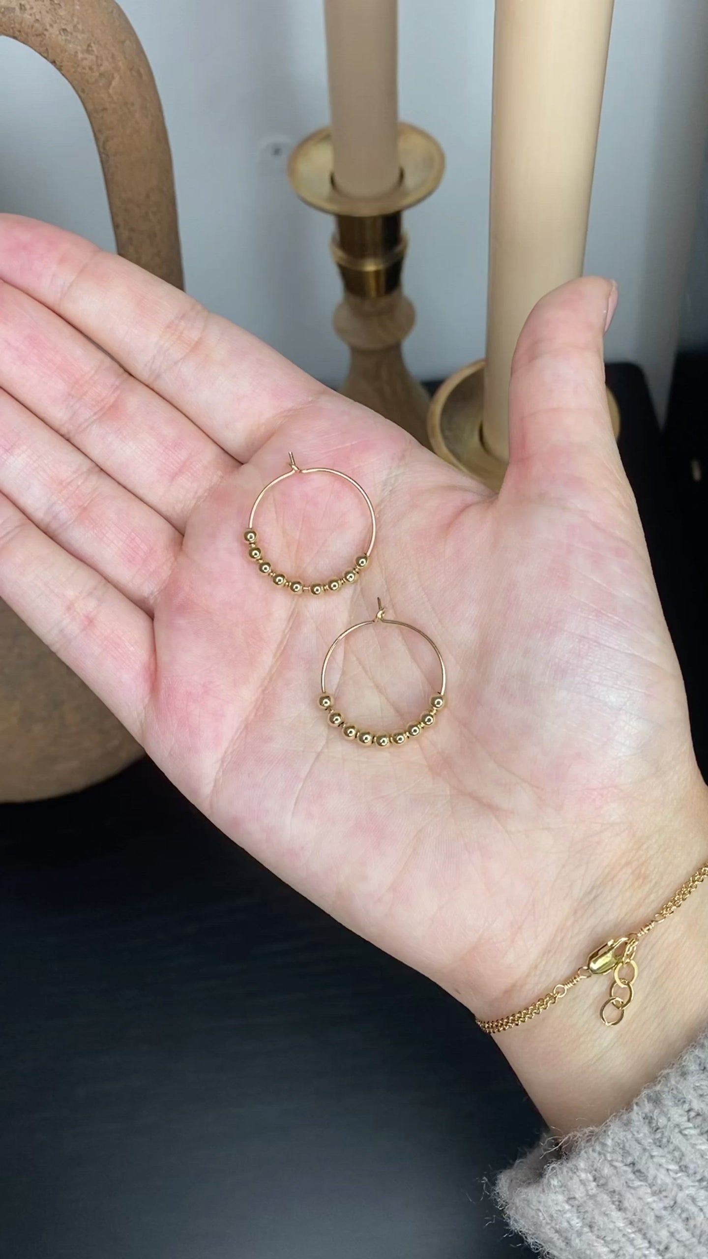 Beaded Hoop Earrings | Skinny Wire Bead Hoop